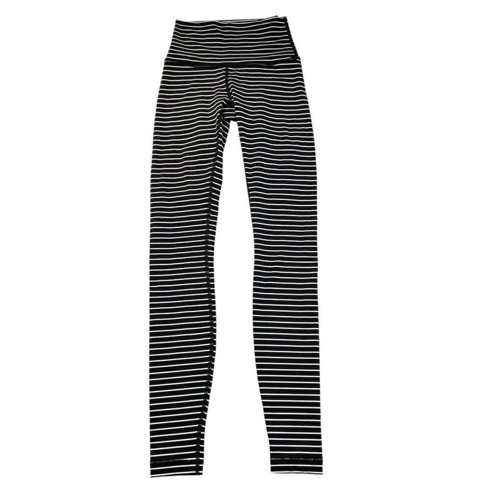 Lululemon Wunder Under High Rise Tight Black and White Stripe 28" Inseam Size 2